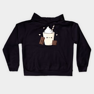 Kawaii Vanilla Milkshake and Chocolate with Hearts | Design for Kawaii Food Lovers Kids Hoodie